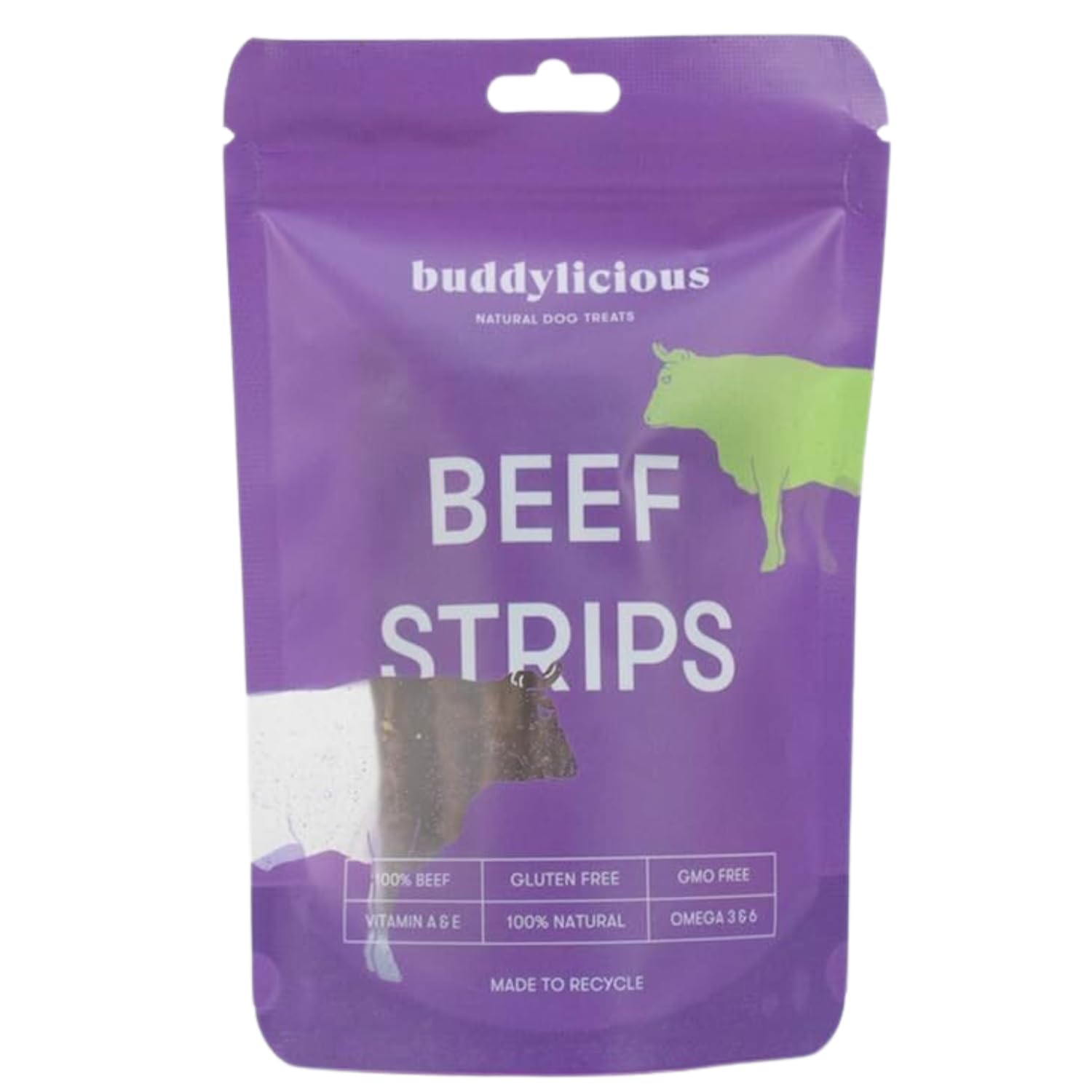Buddylicious 100% Natural Beef Strips Dog Treats | Natural & Healthy Dog Treat, GMO Free, Gluten Free | Perfect For Training or Everday treat