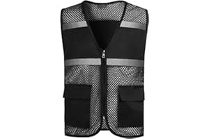 Zzalalana Kids Safety Vest with Pockets Mesh High Visibility Reflective Volunteer Activity Vest for Boys Girls 8-18 Years