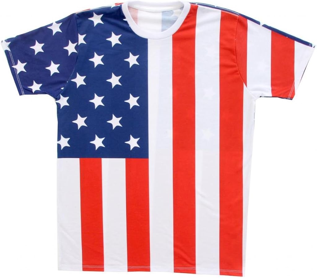 USA American Flag Sublimation Adult White TShirt Amazon.co.uk Clothing