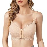 FallSweet Wireless Bras for Women Front Close Comfort Bra Lace Brassiere Full Coverage