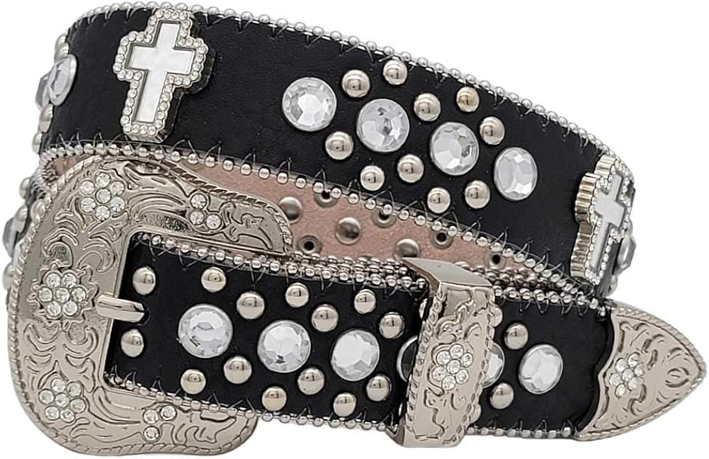 XS1371KIDS GIRLS WESTERN BELTS CROSS RHINESTONE BELTS (N