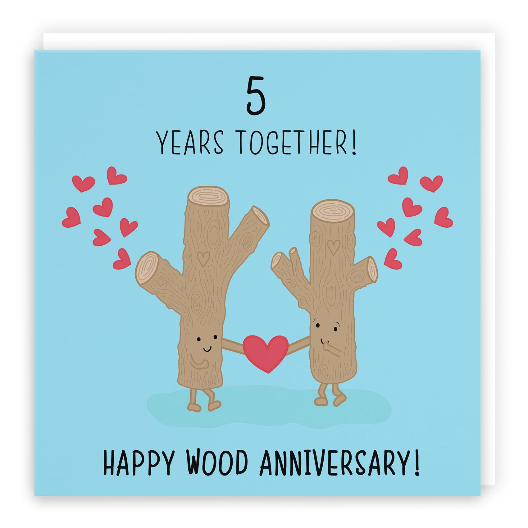 Hunts England - Large 5th Wedding Anniversary Card - Large Size - Wood Anniversary - Tree Trunks - Iconic Collection - Large - 210 x 210 mm - 5 Years Cute Anniversary Card For Him, Her, Couples, etc.
