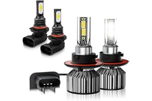 TXBILMOO Compatible For Ford F150 F250 F350 (2004-2014) Bulbs 9008 H13 High & Low Beam+9145 Fog Light Bulbs,6500K White 600% Brightness with Fan, Plug and Play, Pack of 4