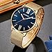 Curren Men Watches Top Brand Ultra thin Dial Luxury Quartz Men Watch Waterproof Casual Sport (Gold ; Dial color - Blue)