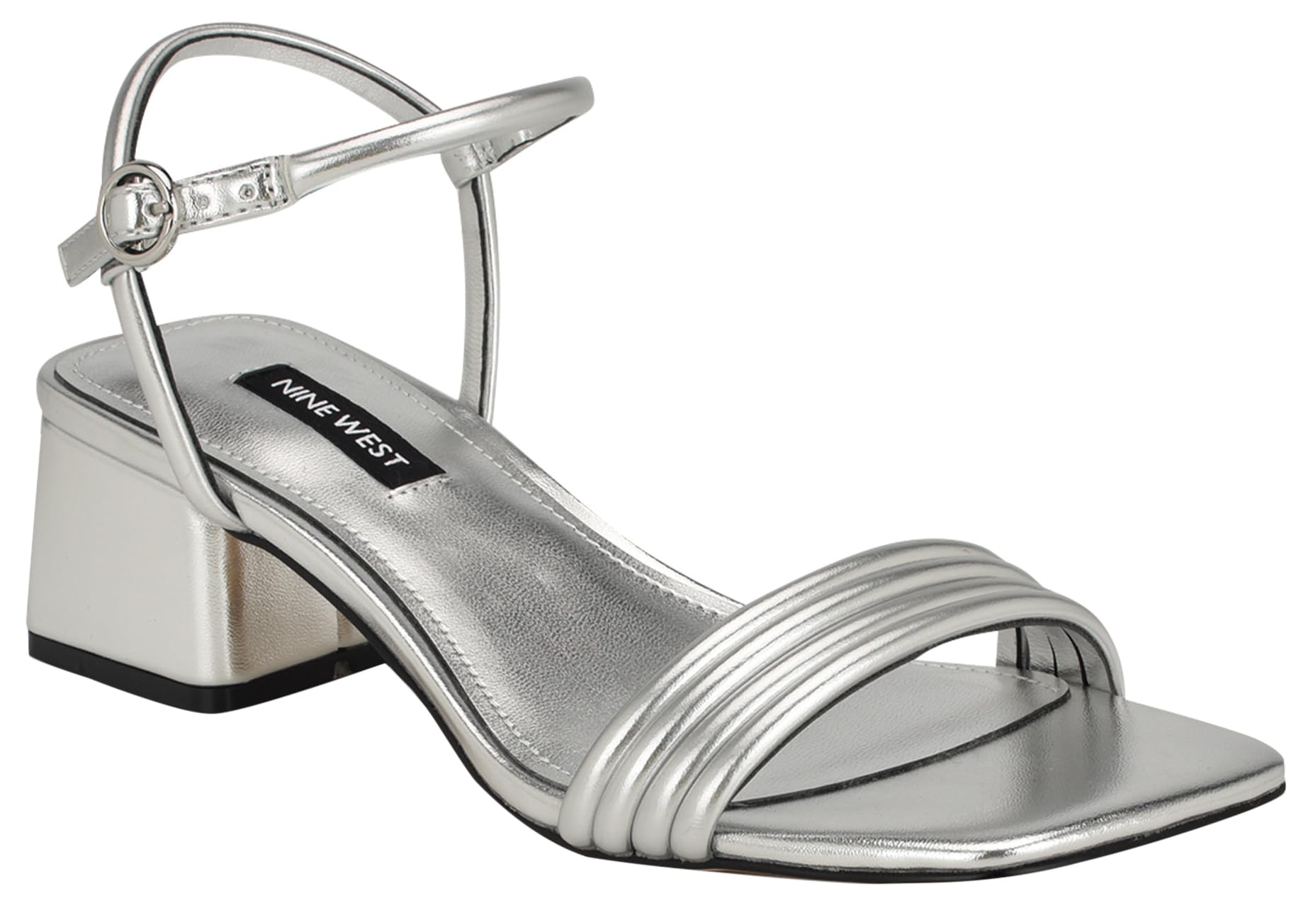 Nine West Women’s Bernise3 Heeled Sandal, Silver 040, 5