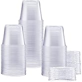GUSTO [5.5 oz. - 100 Count Clear Disposable Plastic Portion Cups with Lids - Soufflé Cups, Jello Shot Cups With Lids, Plastic Containers Perfect for salad Dressing and More- Formerly Comfy Package