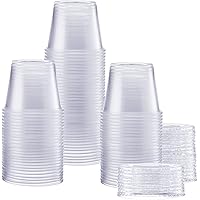 GUSTO [5.5 oz. - 100 Count] Clear Disposable Portion Cups with Lids - Soufflé Containers, Jello Shot Cups With Lids, Clear Co