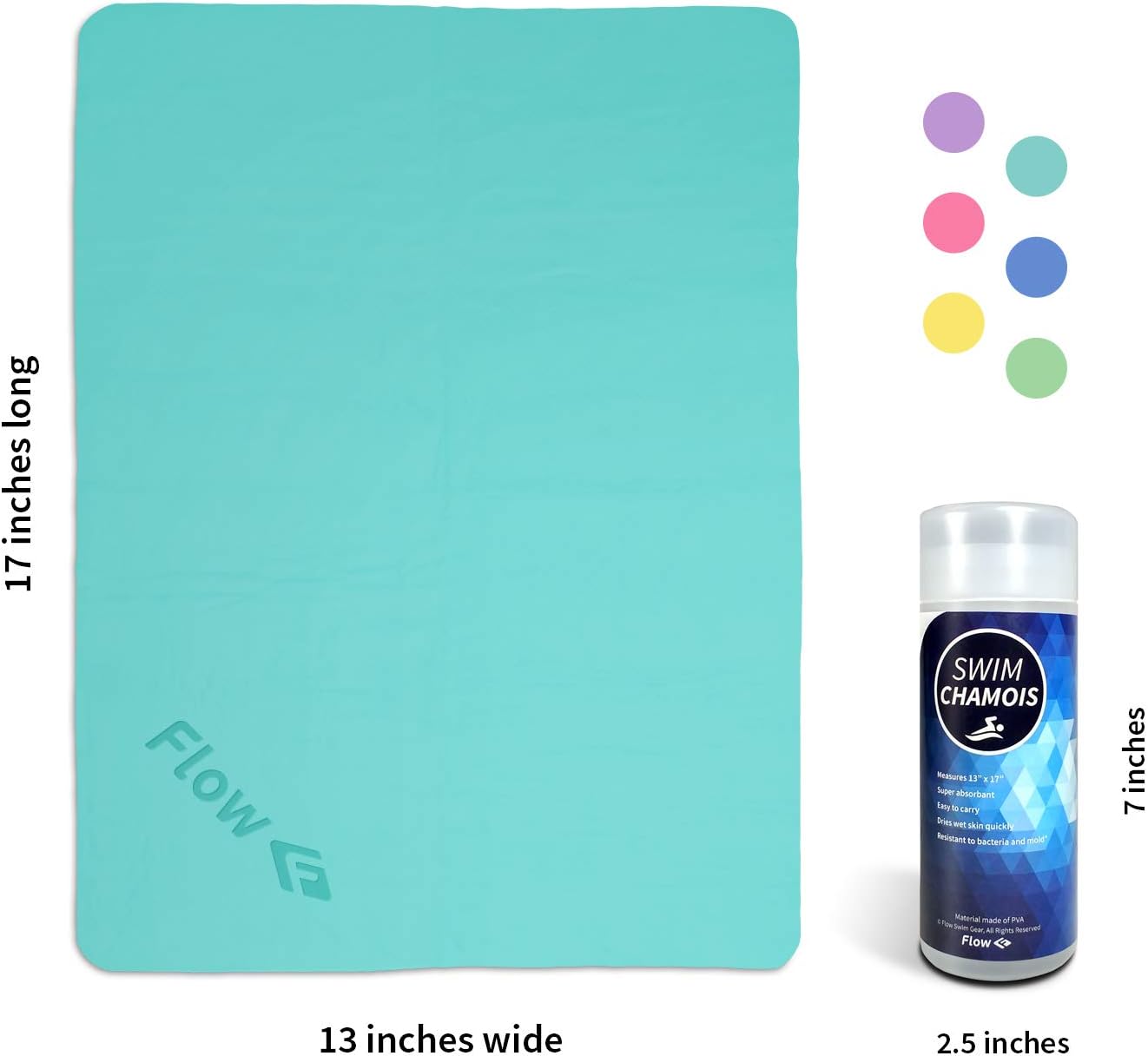 Flow Swim Chamois - Quick Dry Towel for Swimming, Diving, Triathlons, and Other Water Sports (Blue): Kitchen & Dining