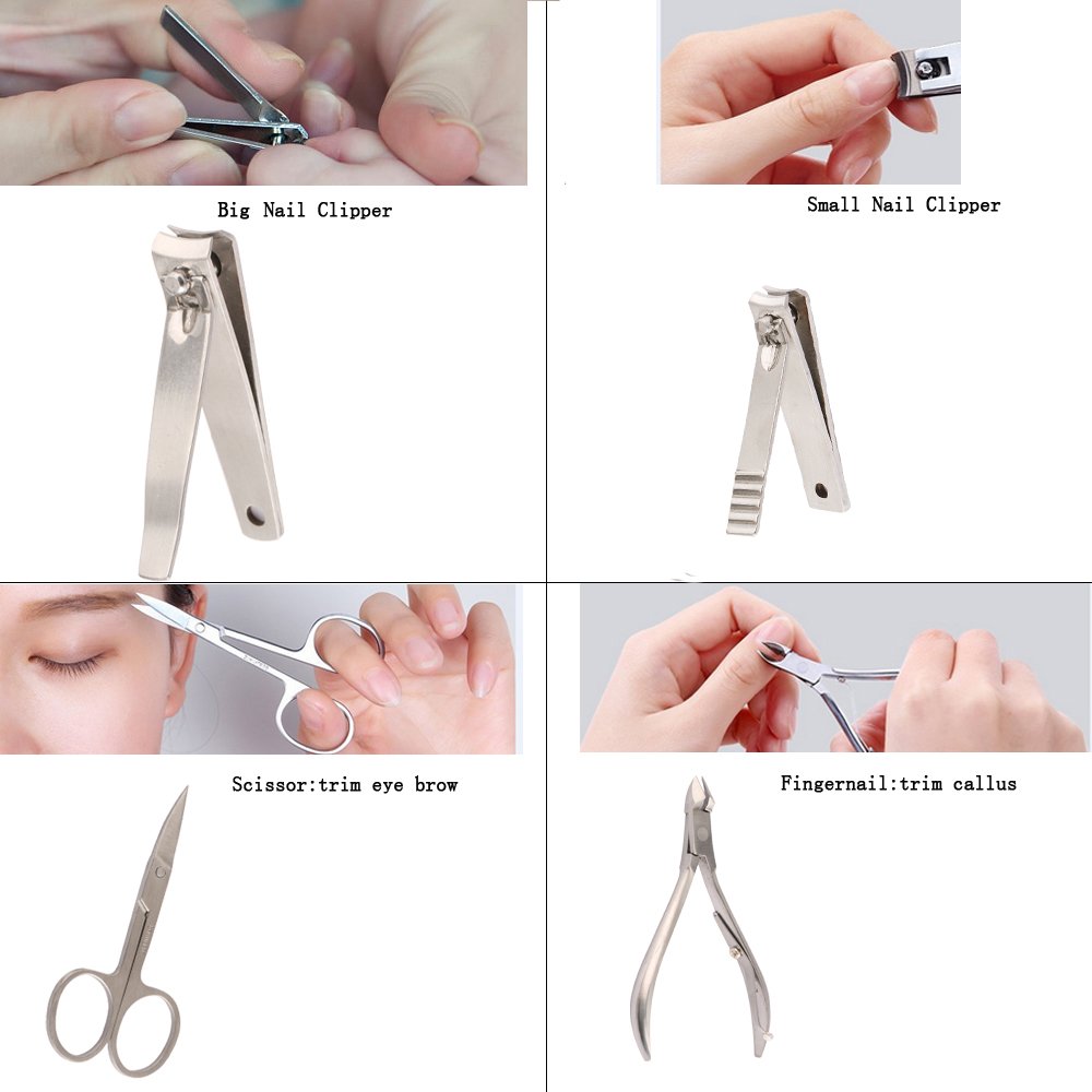 Manicure Pedicure Set Stainless Steel Nail Clippers Travel Grooming Kit with Protable Case-UHIBROS (Zip Black)