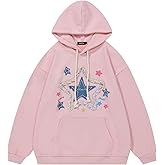 Vamtac Star Graphic Fleece Hoodie Vintage Denim Applique Embroidery Oversize Heavyweight Pullover 2026 Outfits