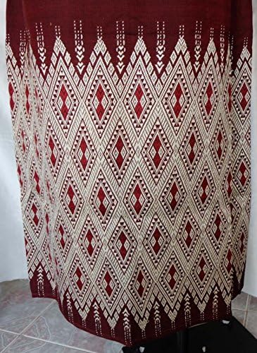 Laotian Thai Lao Laos Embroidered Teen Jok Weaving Cotton Red Silver Skirt JK11
