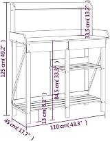 vidaXL Potting Bench - Solid Fir Wood, Zinc-Top, Garden Storage view 3