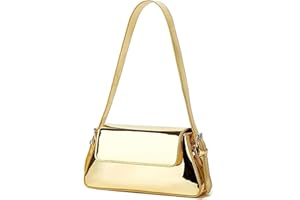 WELLATENT Silver Bag Evening Clutch Bag Sparkly Satchel Patent Leather Y2K Handbag Crossbody Metallic Purses for Party.