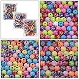 YUEAON 300pcs 8mm acrylic round beads ball loose bead for jewelry making diy bracelet necklace earring charms supplies ,3 bags-styles
