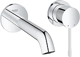 GROHE Essence 2 Hole Basin Mixer Tap Chrome 110mm Centre Wall Mounted Metal view 1