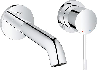 GROHE Essence 2 Hole Basin Mixer Tap Chrome 110mm Centre Wall Mounted Metal