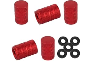 WINKA 5Pcs Car Tire Valve Stem Caps Round Aluminium Alloy Dustproof Tire Valve Stem Covers Universal for Cars with O Rubber R