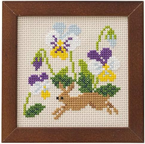 Lecien ルシアン 刺しゅうキット かわいいどうぶつと季節のお花 店内全品対象 870 うさぎとビオラ フレーム付きクロスステッチキット