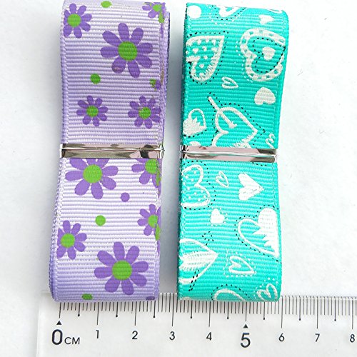 Dandan DIY Assorted 20 Yards Grosgrain Ribbon Bow Daisy Butterfly Cake Love Heart Dots Flower Rose Smile Face Craft DIY Gift Packing hair bow accessory