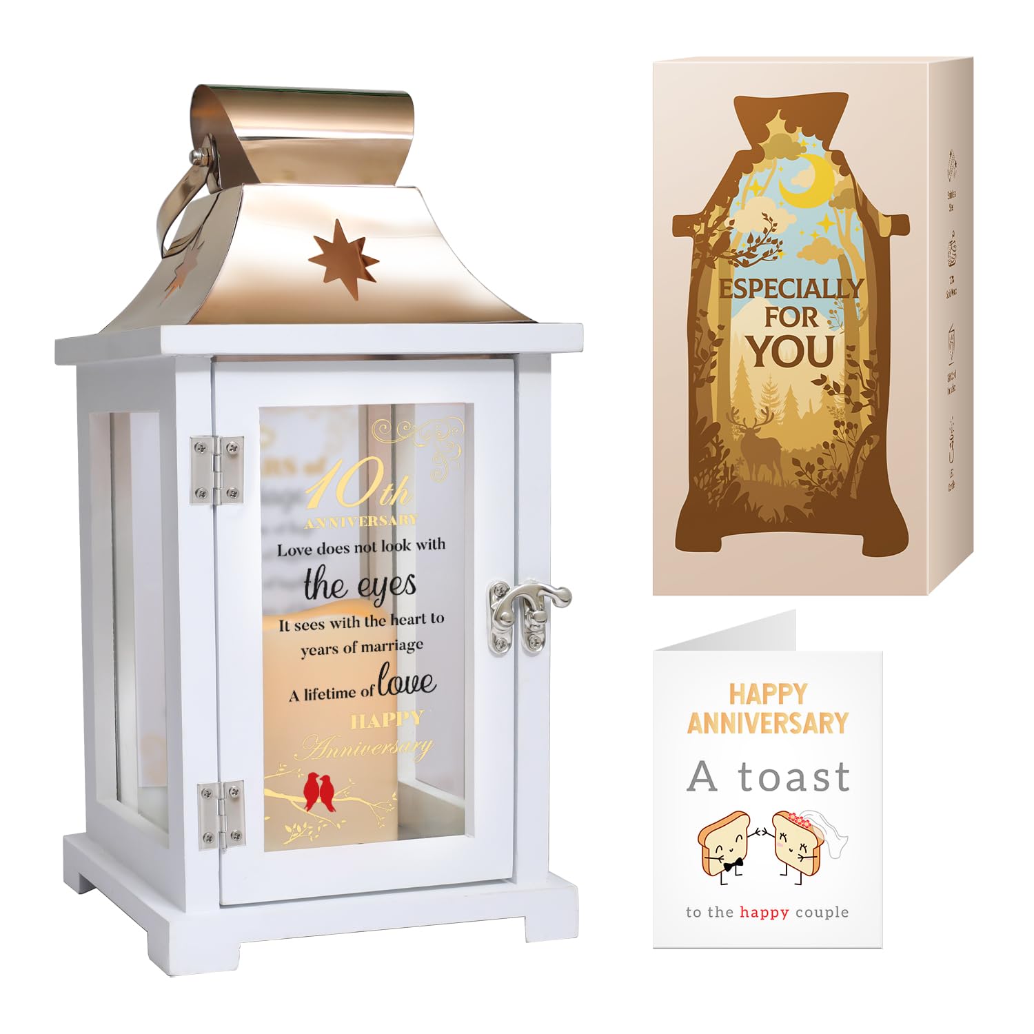 Photo 1 of 10th Wedding Anniversary Lantern, Best 10th Anniversary Wedding Gifts for Couple Wife Parents Husband Tin 10 Years of Marriage Gifts for Couple, Woemen, Wife, Her