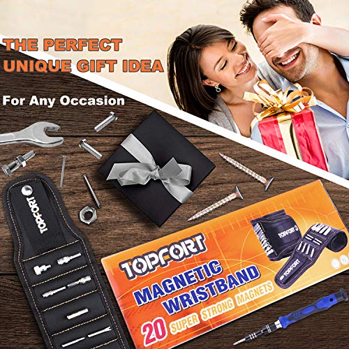 TOPFORT Wearable Magnetic Wristband with 20 Strong Magnets for Holding Screws, Nails, Drill Bits - Best Father's Day Gift for Men, DIY Handyman, Father/Dad, Husband, Boyfriend, Women (Black) - Thumbnail 6