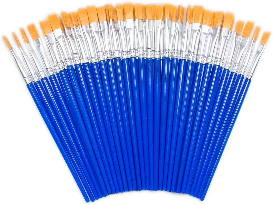 Superstone Children's Art Paintbrushes,Little Painting Brushes for Kids with Plastic Handle and Nylon Hair Blue (50 Pieces): Toys & Games