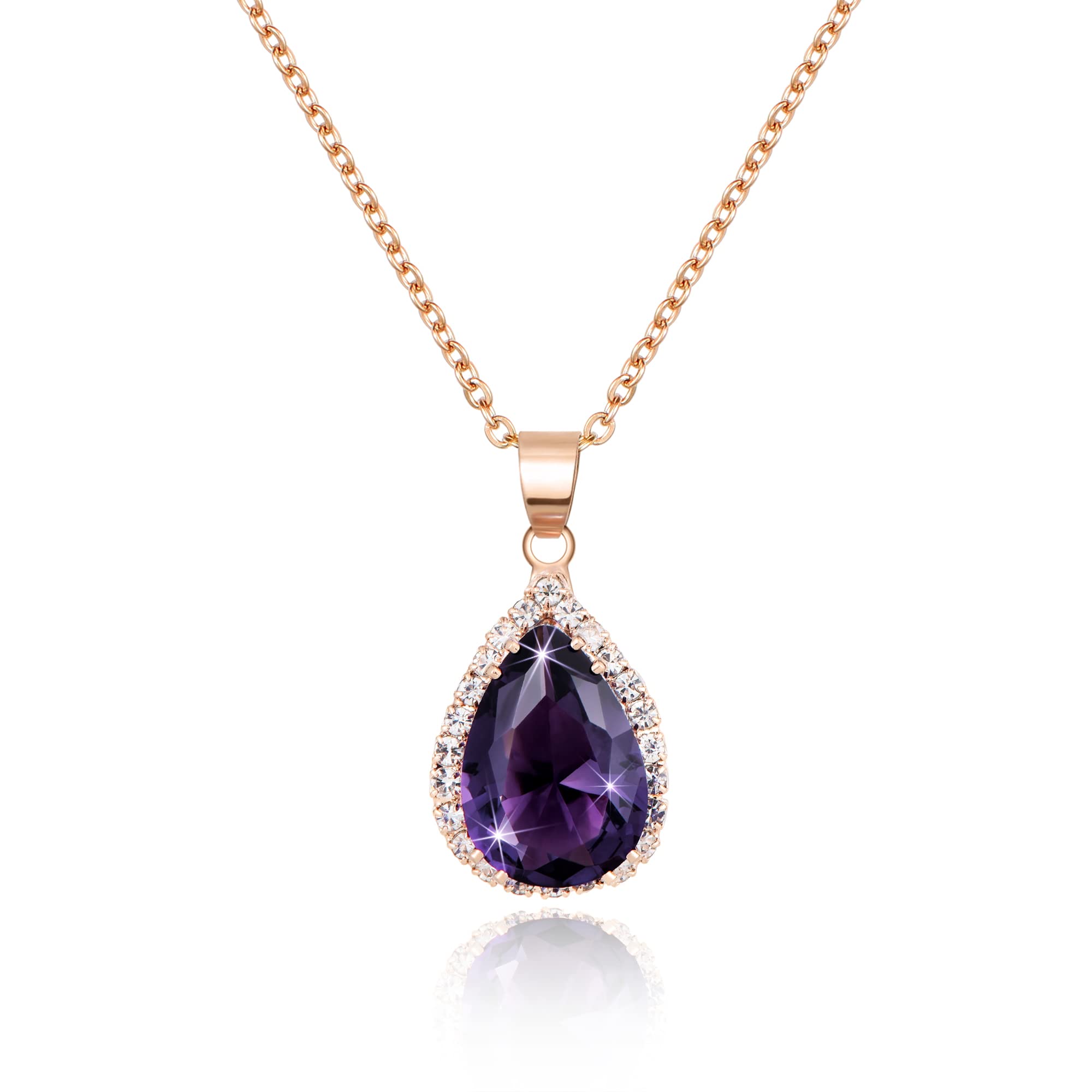 Linawe Amethyst Crystal Chain Necklace for Women