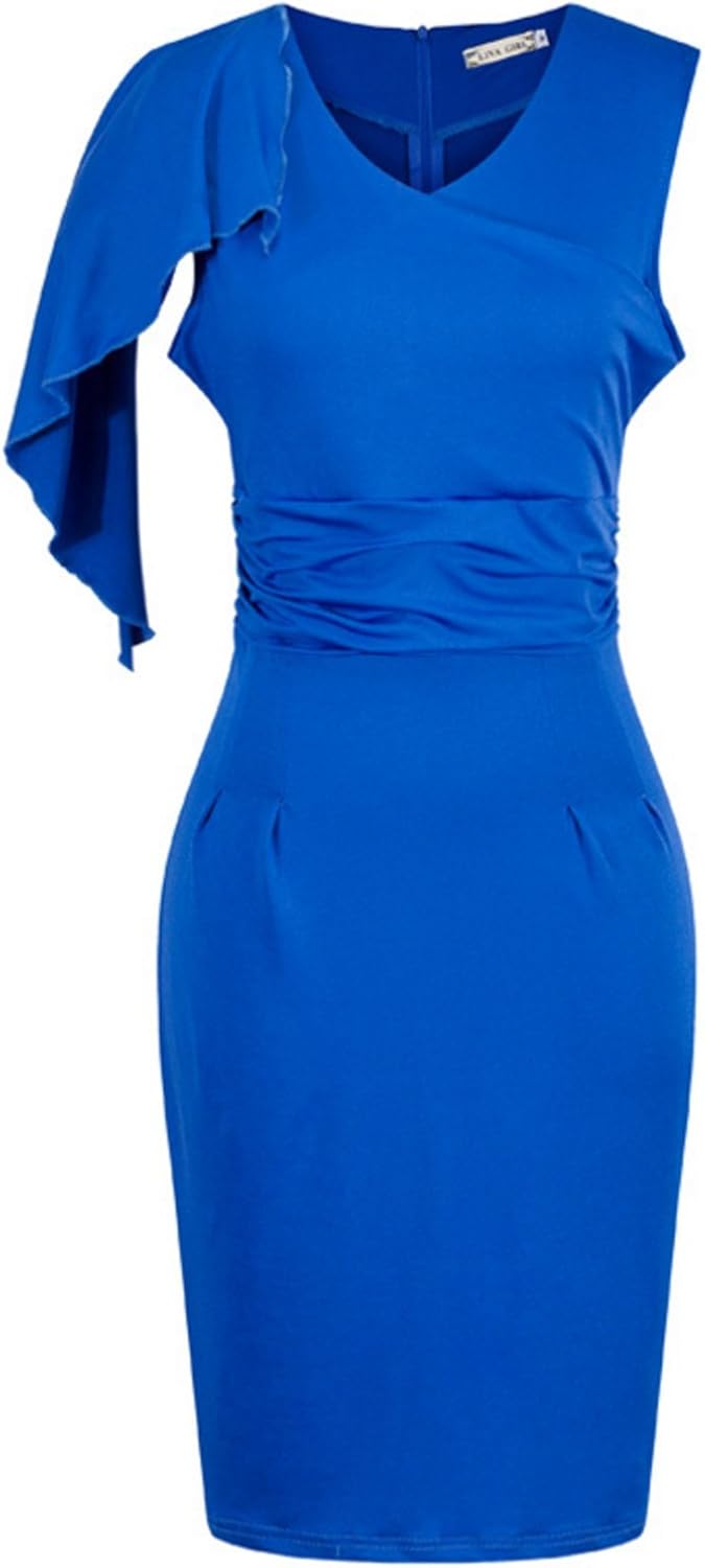 JQLampe Sommer Kleider Damen Elegant Einfarbig Bodycon Bleistift Minikleid Cocktailkleid