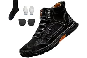 FULANRT Sawbehind Mens Wide Shoes for Hiking Working, Saw behind Men's Comfortable Handmade Leather Boots – Waterproof, Arch Support, Spacious Toe Box, Non-Slip,Lightweight Breathable Wear-Resistant