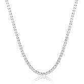 MDFUN Tennis Necklace Chain for Women and Men 18K White Gold Plated 3.0mm Cubic Zirconia Round Cut 16-24 inches