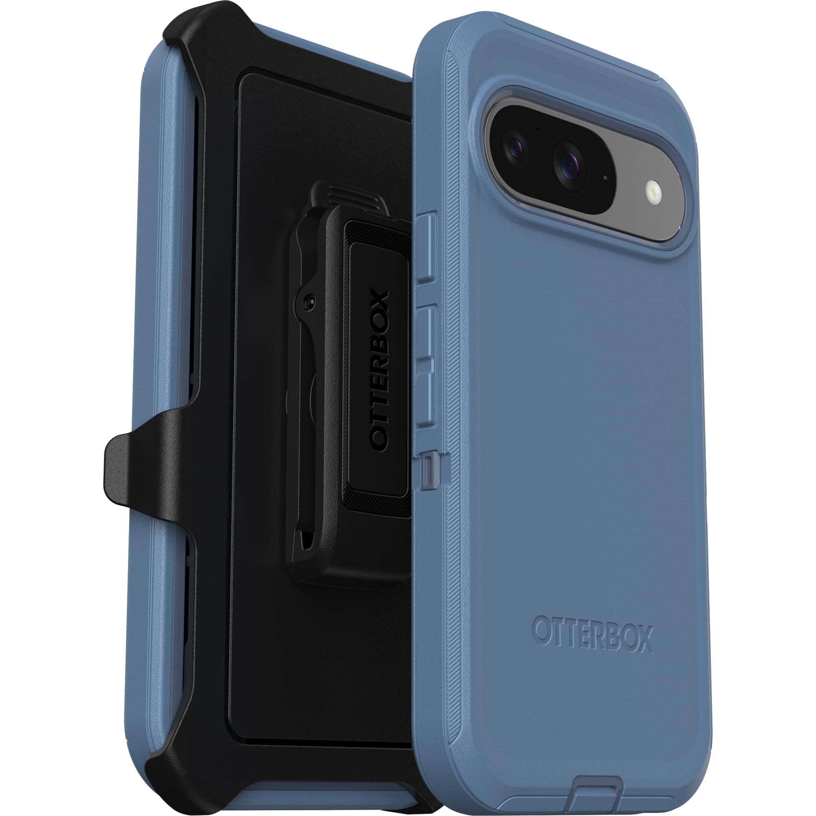 OtterBox Google Pixel 9 & 9 Pro Defender Series Case – Baby Blue Jeans (Blue), Rugged & Durable, with Port Protection, Includes Holster Clip Kickstand (Ships in Polybag)