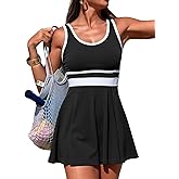 ZRTAK Tankini Swimsuits Tummy Control Two Piece Bathing Suits with Shorts Swimwear Color Block Swim Dress Modest Swim Suits