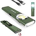 klarus E5 Pocket Flashlight, Rechargeable EDC Flashlight, Super Slim 4.2x1x0.3inch, 600 Lumens, USB-C Port, IPX4, Dual Light Source with Magnetic Base, Hat & Clothes Clip - Green