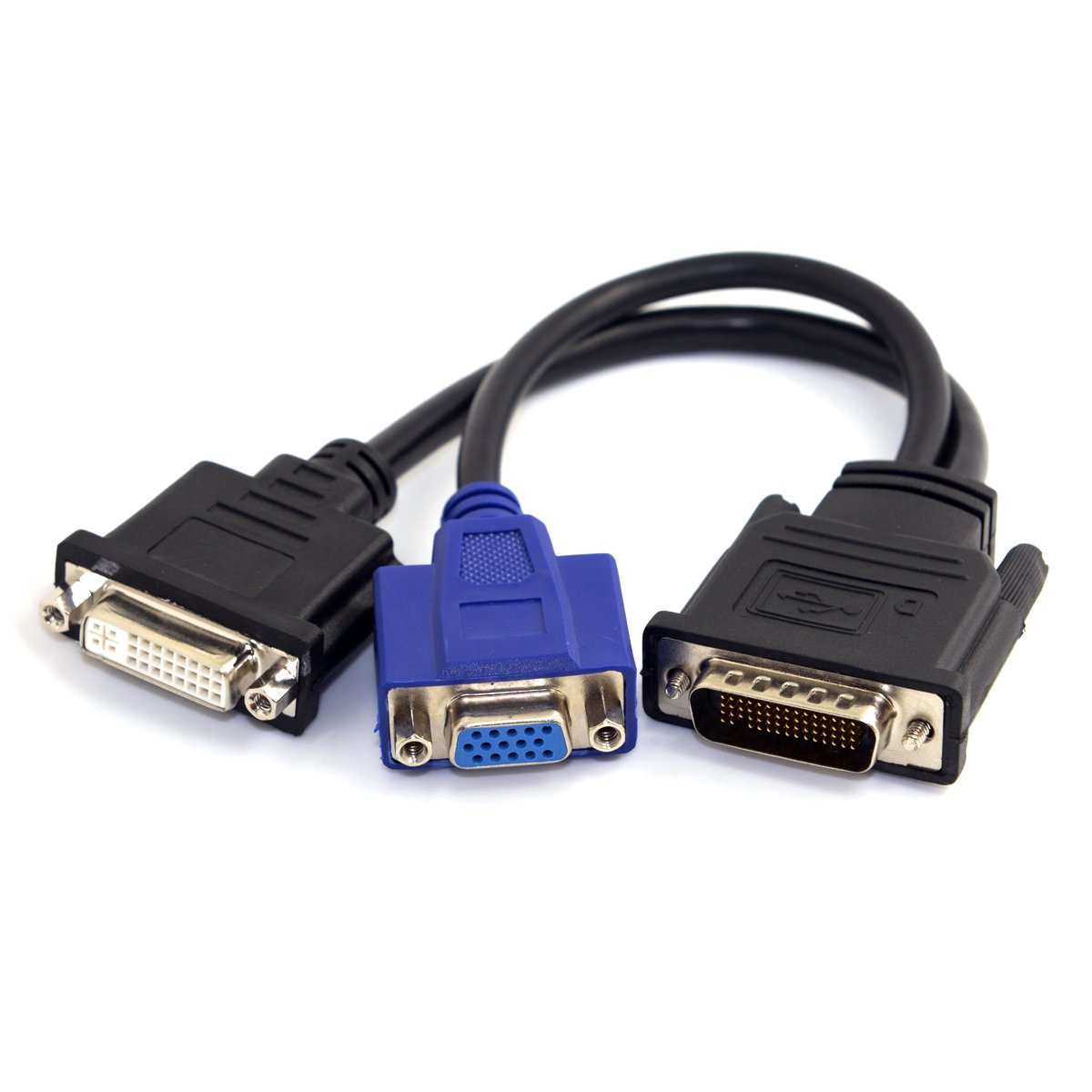 cablecc DMS-59pin Male to Dual 15 Pin DVI VGA RGB Female Splitter Extension Cable for PC Graphics Card