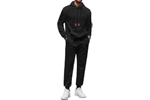 COOFANDY Men's Tracksuit 2 Piece Hoodie Sweatsuit Sets Casual Athletic Jogging Suits Waffle Plaid Jacquard Outfits