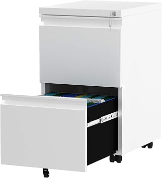 Amazon Com Yitahome 2 Drawer Filing Cabinet Office Drawers With Lock Portable Metal File Cabinet Pre Built Office Storage Cabinet For A4 Letter Legal White Office Products