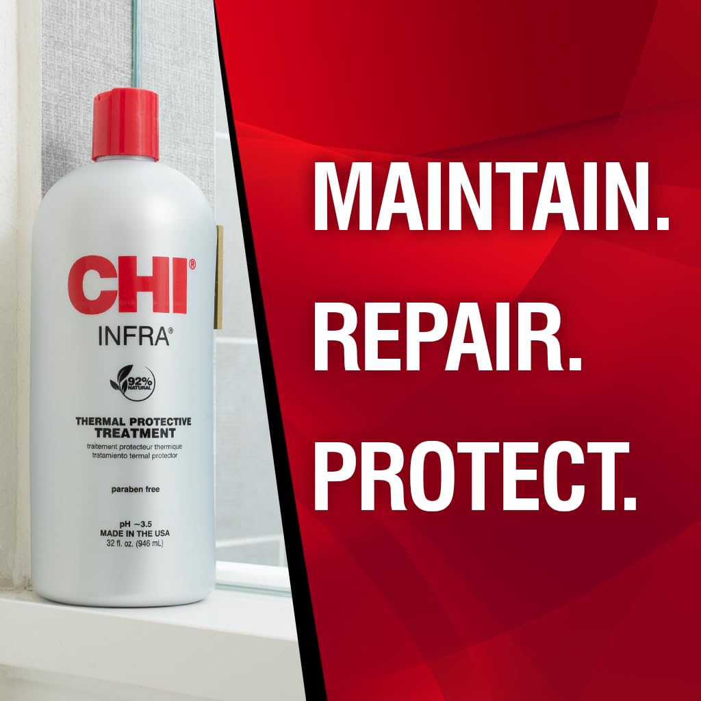 CHI Infra Thermal Protective Treatment, Hair Serum For Protecting Color & Adding Superior Shine & Softness, Hydrating Formula, Sulfate-free, 32 Oz