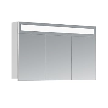 HAPA Design Spiegelschrank Miami weiß mit LED Beleuchtung in Lichtfarbe 4500K, VDE Steckdose, Softclose Funktion und verstell