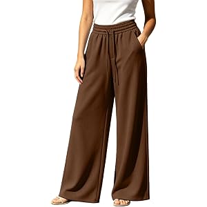 HYYGOCCTV Women Lightweight Wide Leg Sweatpants Soft Elastic Drawstring Casual Loose Flowy Solid Colors Lounge Joggers