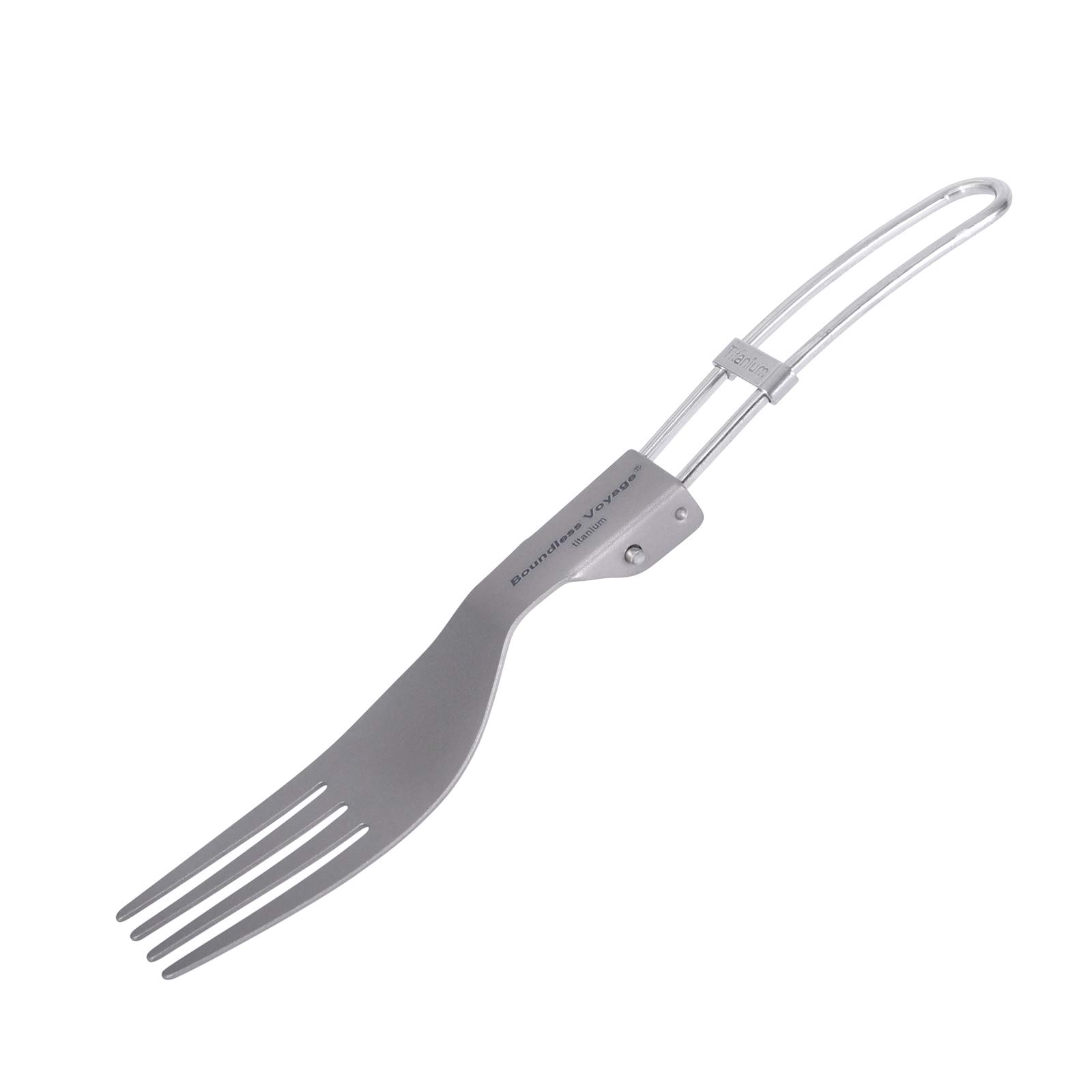 iBasingo Titanium Folding Fork Camping Cutlery Meat Fruit Fork Outdoor Travel Portable Tableware Small Lightweight Flatware Business Trip Picnic Hiking Fishing Dinnerware with Pouch Ti1023T