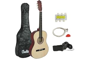 Smartxchoices 38" Kids Acoustic Guitar Kits with Gig Bag, Strap, Pitch Pipe, Extra Set of Strings and Pick for Novice Beginners Music Lovers Kids (Natural)