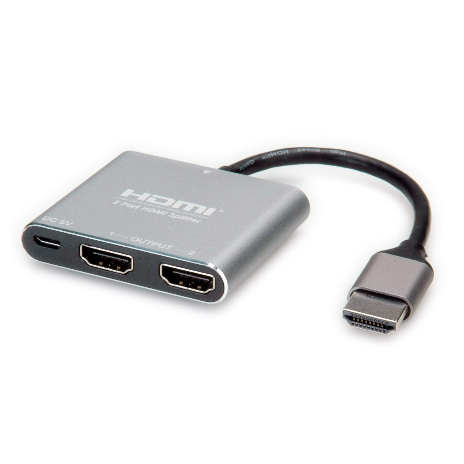 VALUE Video Splitter HDMI 4K UHD 2x Connect two HDMI monitors to a notebook, BluRay player, etc. Mirror on up to two display devices 3840x2160 @60Hz