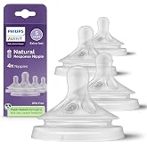 Philips Avent Natural Response Baby Bottle Nipples, Extra Fast Flow, 4-Pack | Baby-Controlled Flow, No-Drip Design, Anti-Colic Valve, Wide Breast-Shaped Nipple, BPA-Free, 4-Pack, SCY965/44