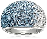 Sterling Silver Faded Blue Ring with Swarovski Elements, Size 7