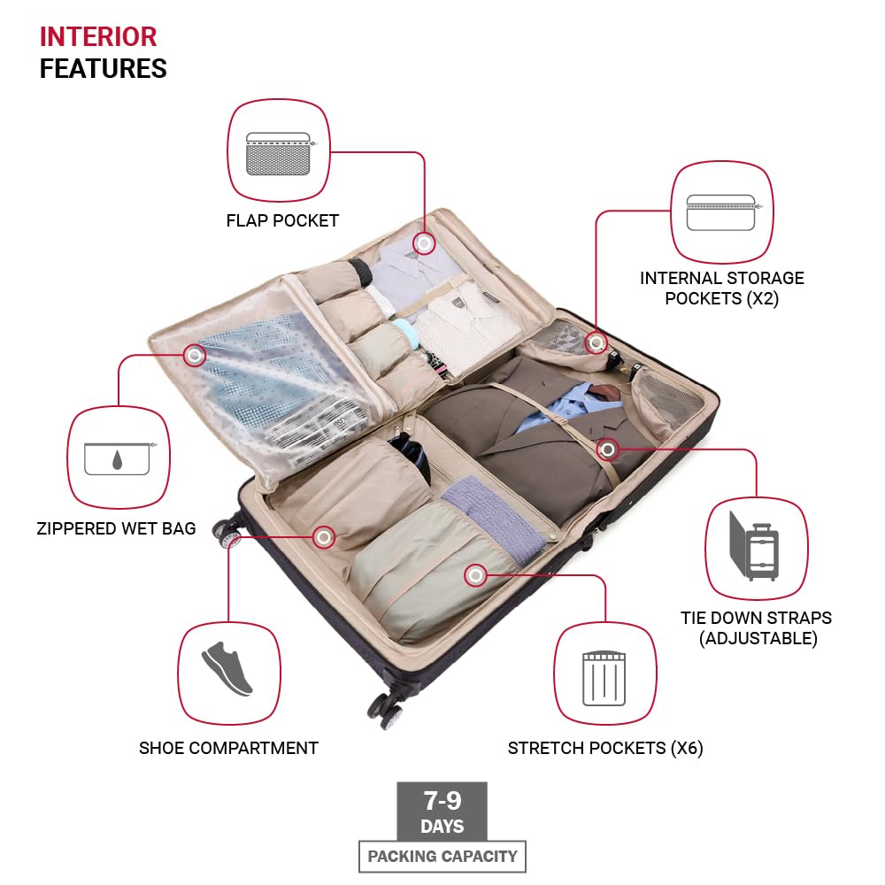 SwissGear 7895 Premium Rolling Garment Bag, Black, 24