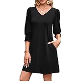 WIHOLL Women's Summer Dresses 3/4 Puff Sleeve Casual Sundress Dress with Pockets Beach Vacation 2026 Fashion