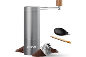 ZZUOM Manual Coffee Grinder, Hand Coffee Grinder for Travel Camping, 12 Adjustable Settings Manual Coffee Bean Grinder, Portable Manual Burr Coffee Grider (Grey)