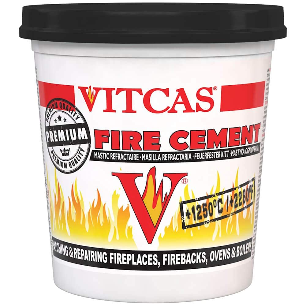 VITCAS 1kg Black Fire Cement - Excellent Adhesion - Converts to Rock – Patching – Repairing – Fireplaces – Stoves – Boilers - Easy To Use – Air Tight Seal – Quick Repair Time