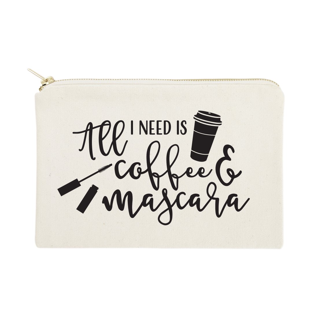 The Cotton & Canvas Co. All I Need is Coffee & Mascara Cosmetic Bag and Travel Make Up Pouch