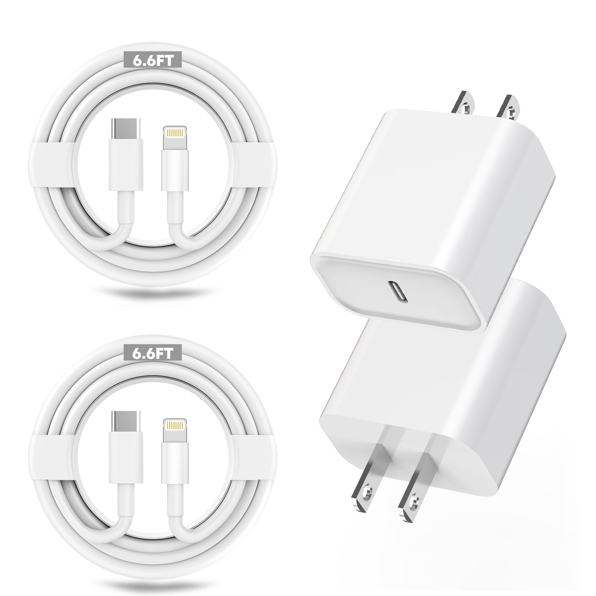 Super Fast Charger Phone,2PACK[AP Certified] 20W PD Wall Charger Plug with 6FT Long USB-C to USB C Charging Data Sync Cable Phone Charger Fast Charging for Phone14/13/12/11/XS/XR/SE/Pad